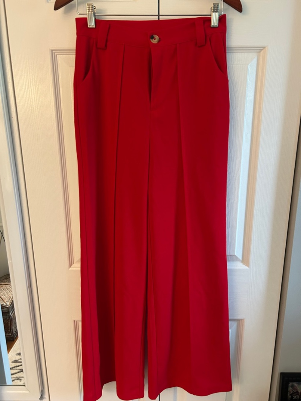 High-Waist Wide Leg Red Trousers